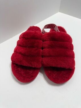 UGG Australia Fluff Yeah Shearling Slide Slipper Women Size 8 Red A4